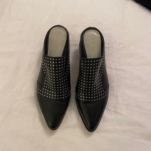1State Women's Black Mule with Silver Studs